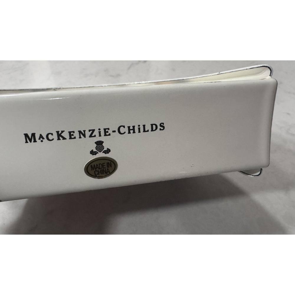 Mackenzie Childs Lapis Flower Market Enamel Napkin Holder - Picture 3 of 6